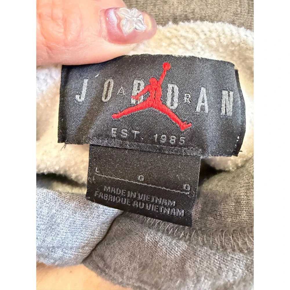 Jordan Hoodie L Gray Jumpman Logo Embroidered Signature Streetwear